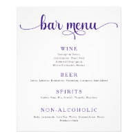 Poster du menu de la barre de Mariages violet et b