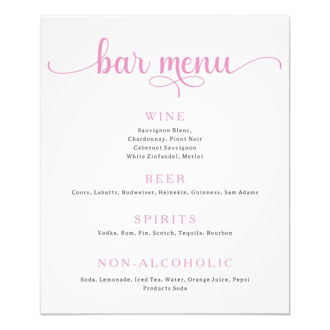 Poster du menu de la barre de Mariages violet et b (Devant)