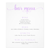 Poster du menu de la barre de Mariages violet et b