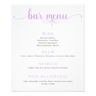 Poster du menu de la barre de Mariages violet et b