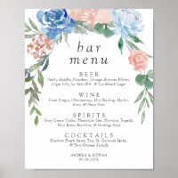 Poster du menu du Mariage de la barre bleue et ros
