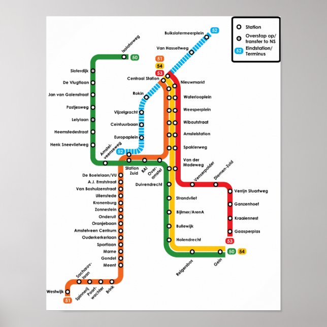 Poster du métro Amsterdam (Devant)