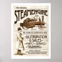 Poster du moteur à vapeur Faux Victorian