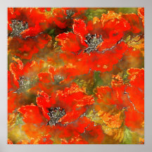 Poster du Motif d'aquarelle Orange Poppies