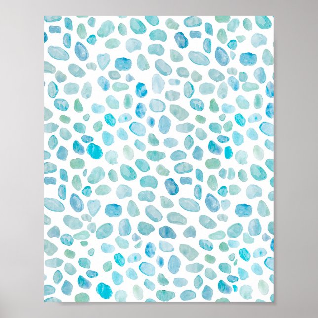 Poster du Motif de la mer Abstraite en verre bleu  (Devant)