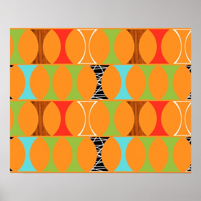 Poster du Motif Orange moderne du milieu du siècle (Devant)