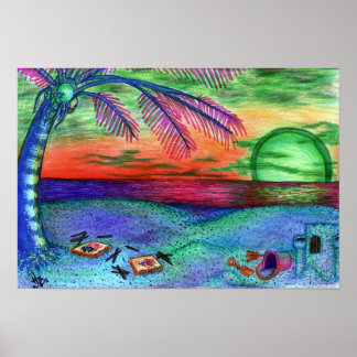 Poster du mur "Neon Beach" Psychedelic 11x13