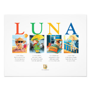 Poster du nom du bébé de Luna - Un éponge à base d