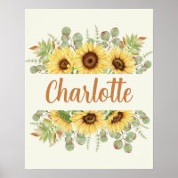 Poster du nom du tournesol Décor Art