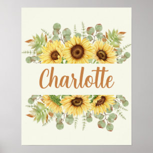 Poster du nom du tournesol Décor Art