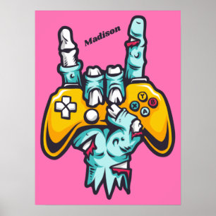 Poster du nom personnalisé Gamer Zombie