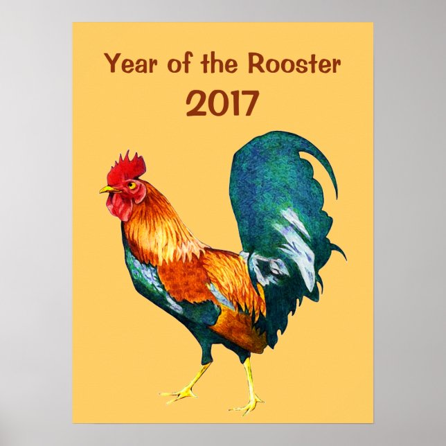 Poster du Nouvel An Chinois du Rooster Rouge 2017 (Devant)