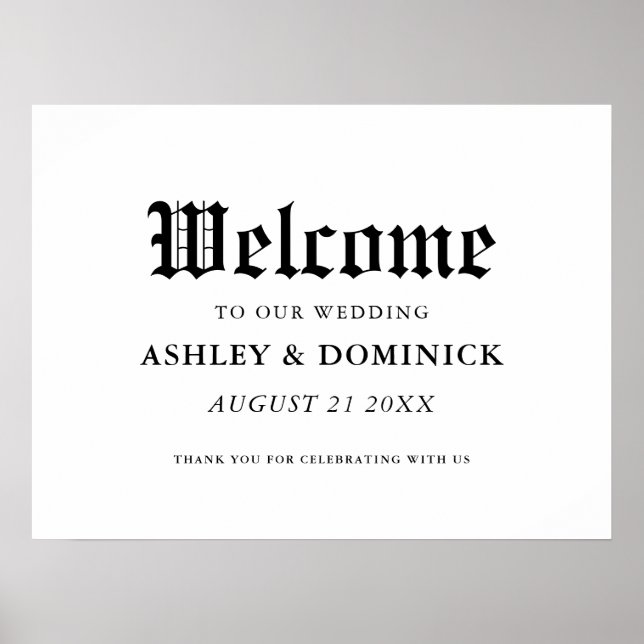 Poster du panneau d'accueil de mariage gothique (Devant)