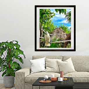 Poster du perroquet blanc Mexique Caraïbes