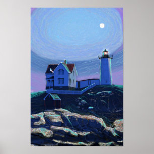 Poster du phare de Nubble Lune / Imprimer