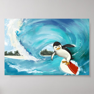 Poster du pingouin de surf