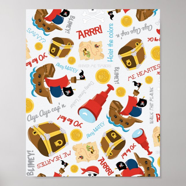 Poster du pirate de la fête de l'île au trésor (Devant)
