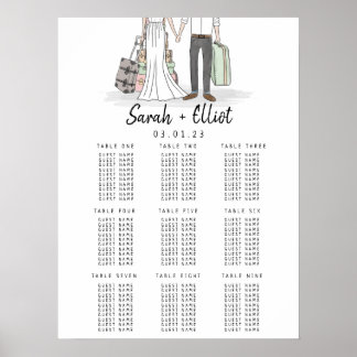 Poster du plan de table de mariage de destination