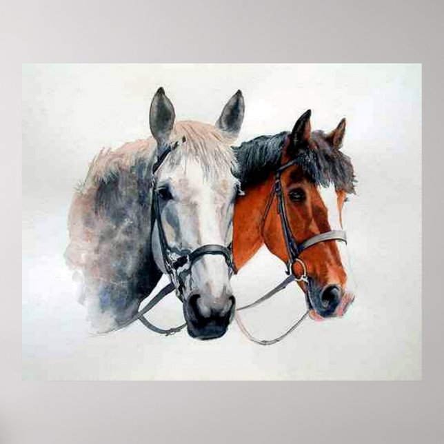 Poster du portrait des Chevaux de chasseur Imprime (Devant)