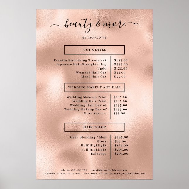 Poster du Prix du Salon Moderne Rosegold Simpel (Devant)