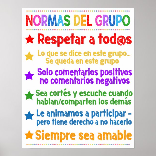 Poster du règlement du groupe de conseil espagnol (Devant)