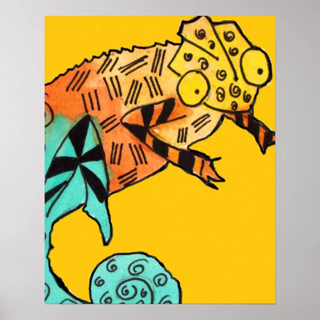 Poster du reptile Chameleon d'encre jaune (Devant)