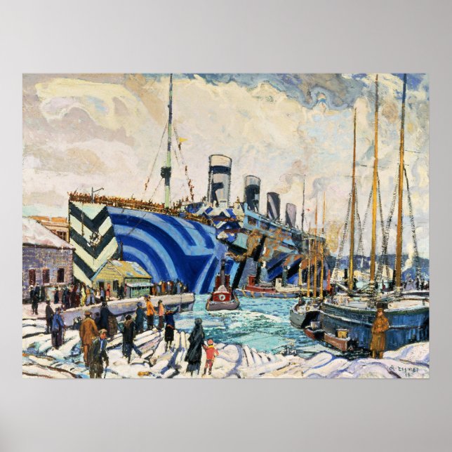 Poster du RMS Olympic à Dazzle Camouflage 18x24" (Devant)