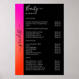 Poster du salon à prix orange, rose et noir