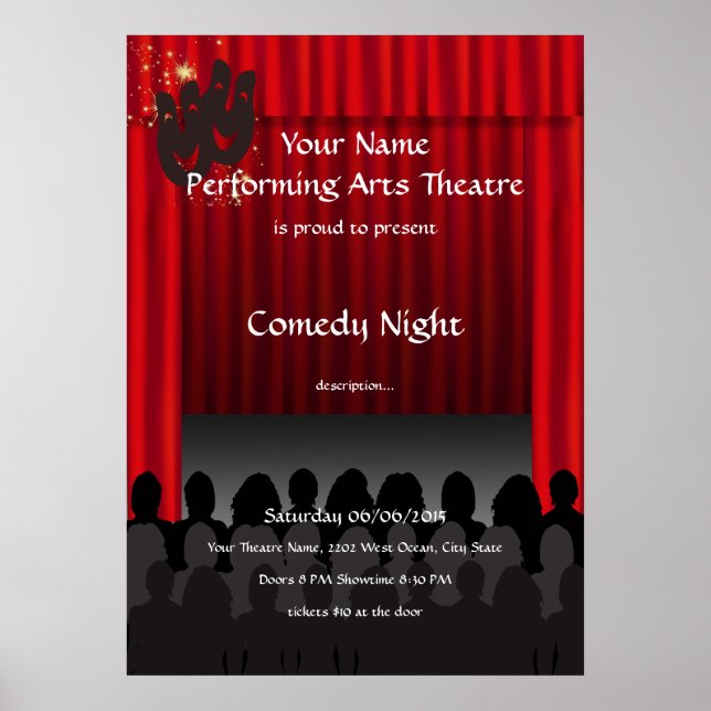 Poster du spectacle de théâtre comique (Devant)