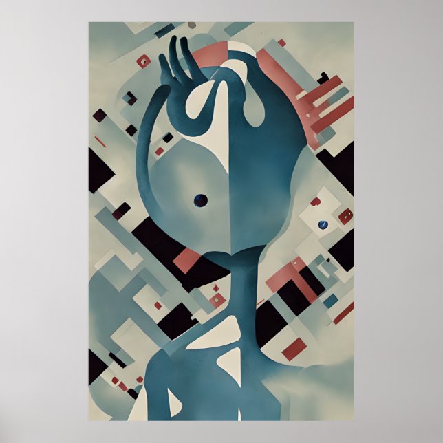 Poster du style Bauhaus de la planète fantastique (Devant)