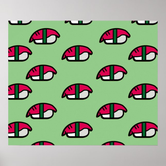Poster du Sushi Kawaii, du riz au poisson et des a (Devant)