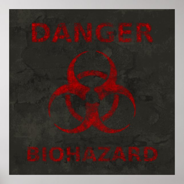 Poster du symbole Biodanger Rouge en détresse (Devant)