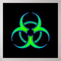 Poster du symbole de danger biologique vert