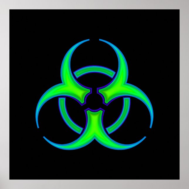 Poster du symbole de danger biologique vert (Devant)