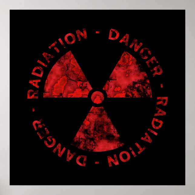 Poster du symbole de rayonnement rouge en détresse (Devant)