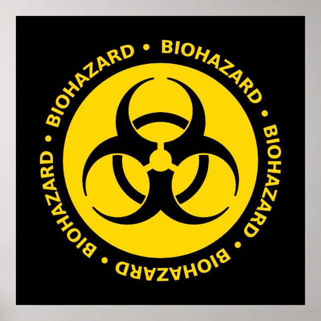 Poster du symbole du risque biologique jaune (Devant)