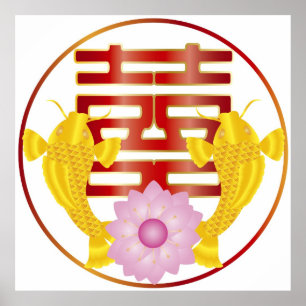 Poster du symbole Mariage de la paire de poissons 