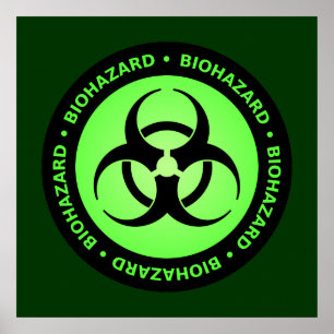 Poster du symbole vert et noir de danger biologiqu