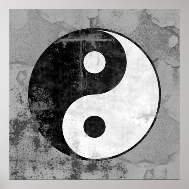 Poster du symbole Yin Yang en détresse (Devant)