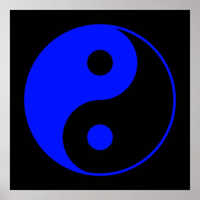 Poster du symbole Yin Yang noir et bleu (Devant)