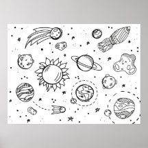 Poster du système solaire (noir et blanc)