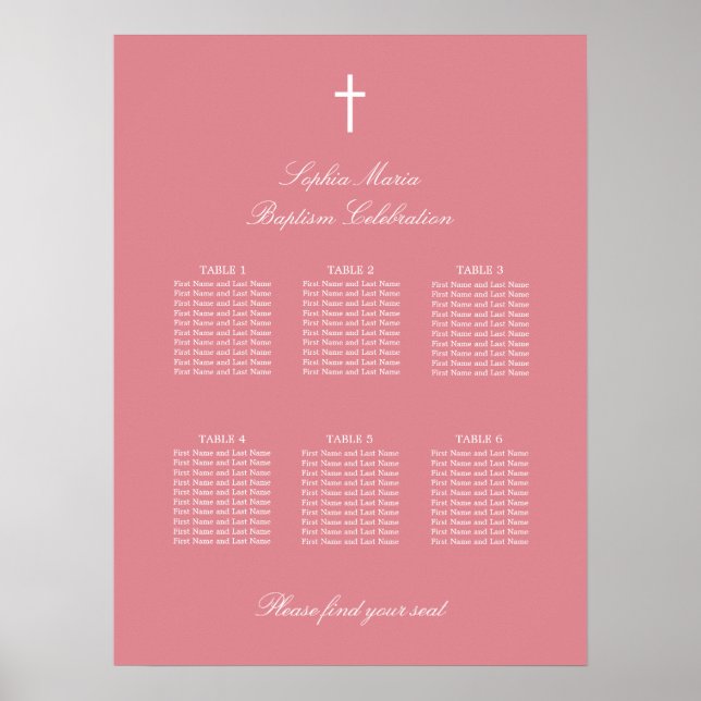 Poster du tableau Baptême rose 6 (Devant)