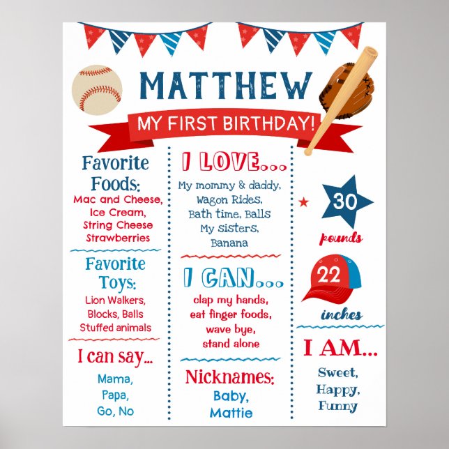 Poster du tableau de bord de baseball Anniversaire (Devant)