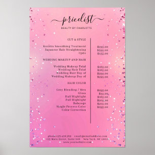 Poster du tarif de la Parties scintillant moderne