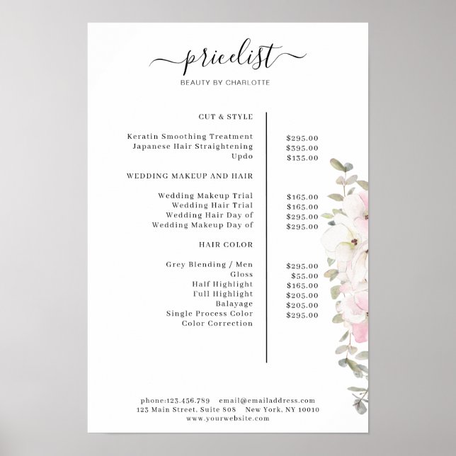 Poster du tarif Floral moderne (Devant)