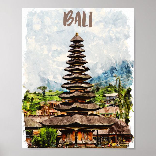 Poster du temple Bali Indonesia Ulun Danu Beratan (Devant)