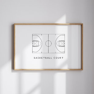 Poster du terrain de basket-ball aquarelle