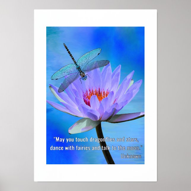 Poster du texte de l'huile Dragonfly on Water Lily (Recto)