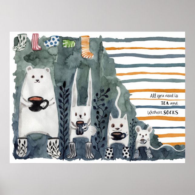 Poster du thé et des chaussettes chaudes (Devant)