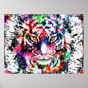Poster du tigre   Dessin coloré   Art Abstrait